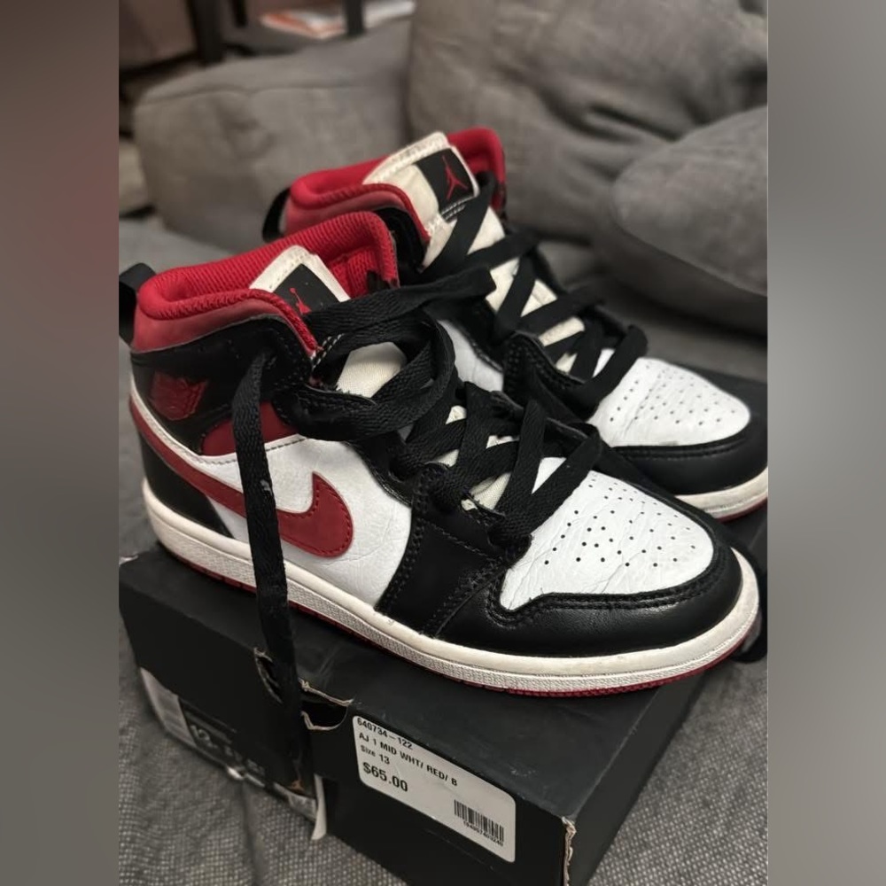 Nike Kids Sneakers - Red, Black, and White
